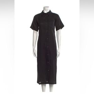 NWT MARA HOFFMAN Button-Up Midi Dress in Black Linen